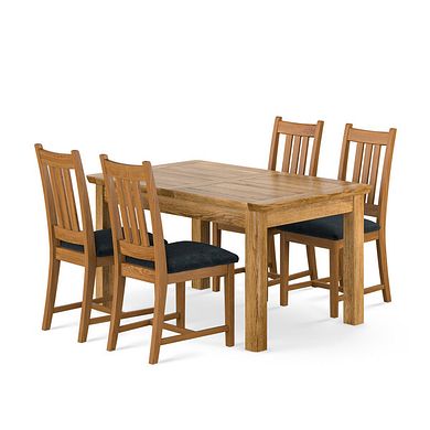 Orrick Rustic Extending Dining Table and 4 Classic Rustic Oak Chair with Verona Charcoal Fabric