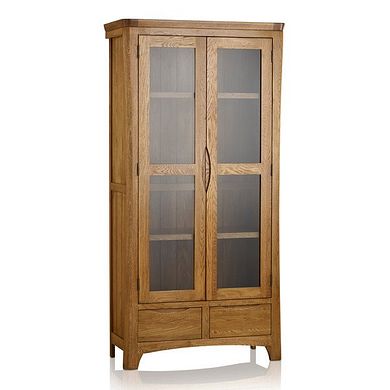 Orrick Rustic Solid Oak Glazed Display Cabinet