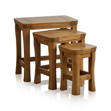 Orrick Rustic Solid Oak Nest of Tables