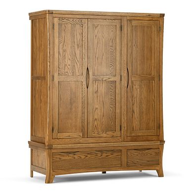 Orrick Rustic Solid Oak Triple Wardrobe