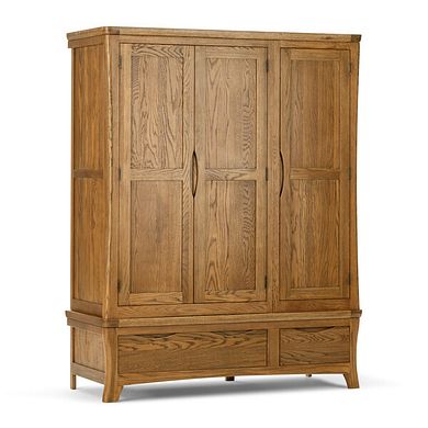 Orrick Rustic Solid Oak Triple Wardrobe