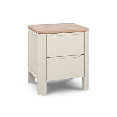 Otto Smoked Oak Finish and Cashmere Painted 2 Drawer Bedside Table