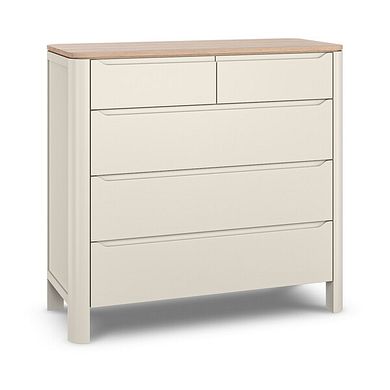 Otto Smoked Oak Finish and Cashmere Painted 5 Drawer Chest