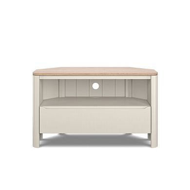 Otto Smoked Oak Finish and Cashmere Painted Corner TV Unit