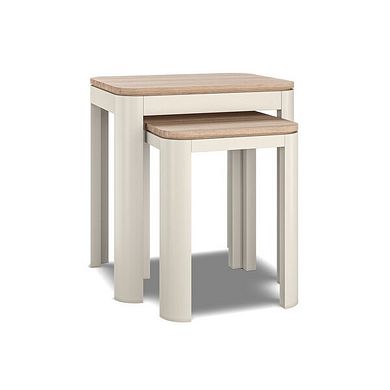 Otto Smoked Oak Finish and Cashmere Painted Nest of Tables