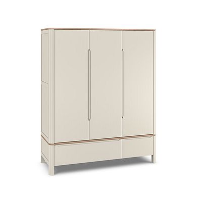 Otto Smoked Oak Finish and Cashmere Painted Triple Wardrobe