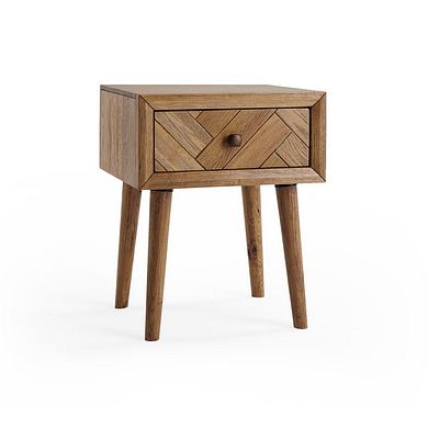 Parquet Brushed and Glazed Oak 1 Drawer Bedside Table
