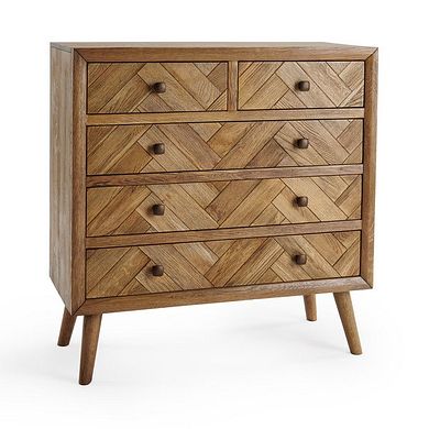 Parquet Brushed and Glazed Oak 2+3 Chest of Drawers