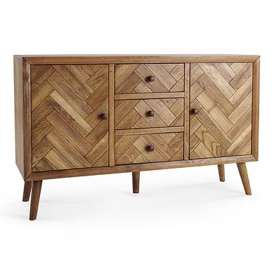 Parquet Brushed and Glazed Oak Large Sideboard