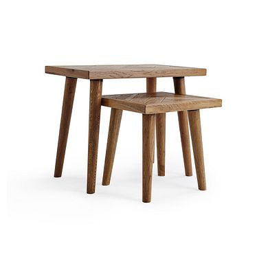 Parquet Brushed and Glazed Oak Nest of 2 Tables
