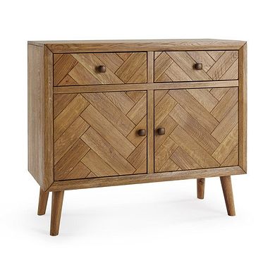 Parquet Brushed and Glazed Oak Small Sideboard