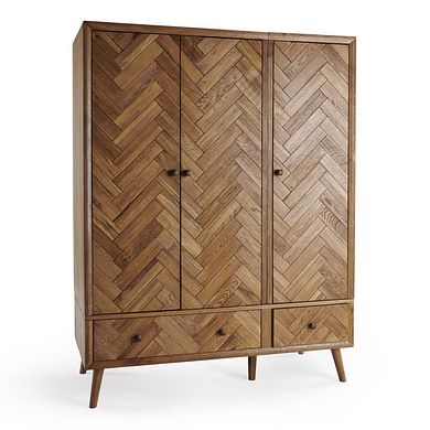 Parquet Brushed and Glazed Oak Triple Wardrobe