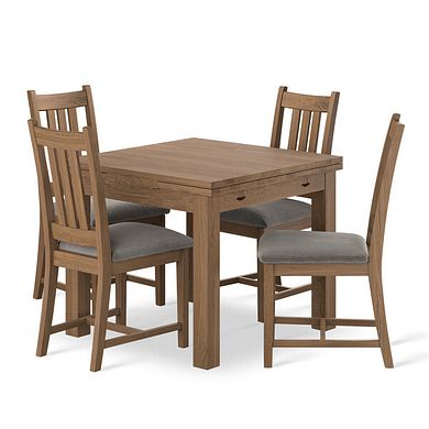 Pembroke Antique Oak Extending Dining Table 90-150cm and 4 Classic Antiques In Verona Mocha 