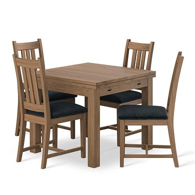 Pembroke Antique Oak Extending Dining Table 90-150cm and 4 Classic Antiques In Verona Charcoal 