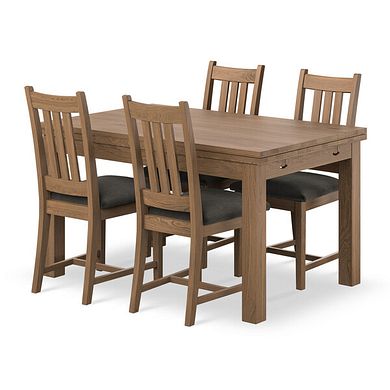 Pembroke Antique Oak Extending Dining Table 140-220cm and 4 Classic Antiques In Verona Chocolate 