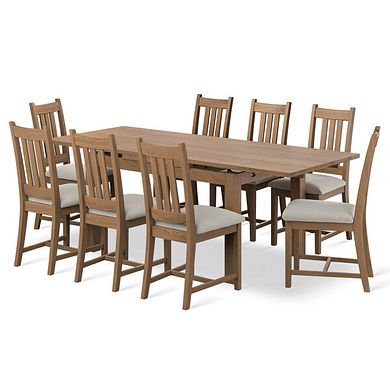 Pembroke Antique Oak Extending Dining Table 140-220cm and 8 Classic Antiques In Verona Cream