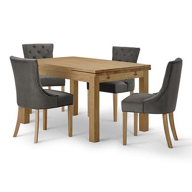 Pembroke Natural Solid Oak Extending Dining Table 140-220cm with 4 Isobel Chairs
