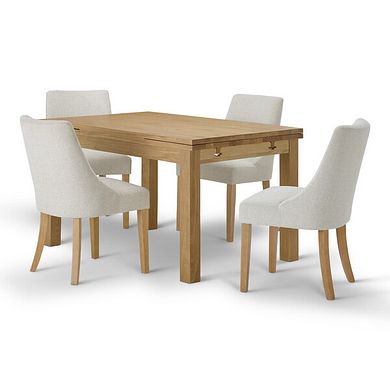 Pembroke Natural Solid Oak Extending Dining Table 140-220cm with 4 Zola Chairs