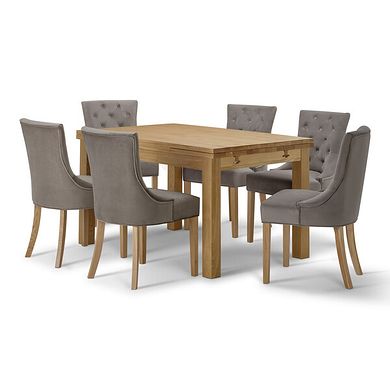 Pembroke Natural Solid Oak Extending Dining Table 140-220cm with 6 Isobel Chairs