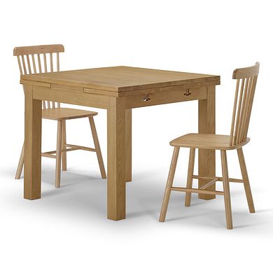 Pembroke Natural Solid Oak Extending Dining Table 90-150cm with 2 Kingham Chairs