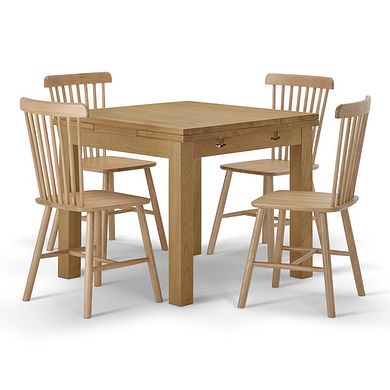 Pembroke Natural Solid Oak Extending Dining Table 90-150cm with 4 Kingham Chairs