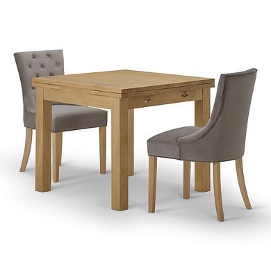 Pembroke Natural Solid Oak Extending Dining Table 90-150cm with 2 Isobel Chairs
