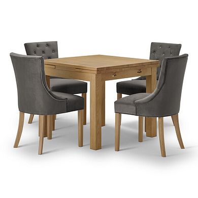 Pembroke Natural Solid Oak Extending Dining Table 90-150cm with 4 Isobel Chairs