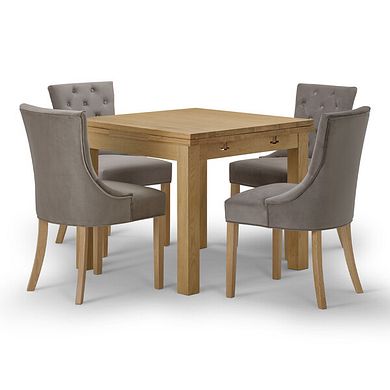 Pembroke Natural Solid Oak Extending Dining Table 90-150cm with 4 Isobel Chairs