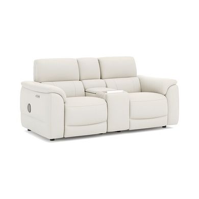 Phoenix 2 Seater Power Recliner Console Sofa with Smart Screen and Speakers in  Bone China Leather