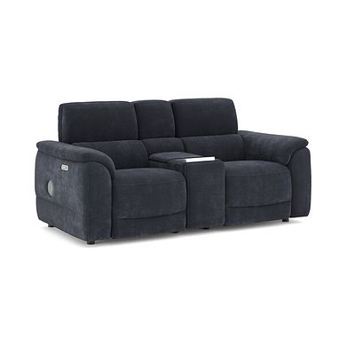 Phoenix 2 Seater Power Recliner Console Sofa with Smart Screen and Speakers in  Manhattan Indigo Fabric