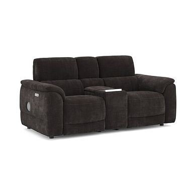 Phoenix 2 Seater Power Recliner Console Sofa with Smart Screen and Speakers in  Manhattan Mushroom Fabric
