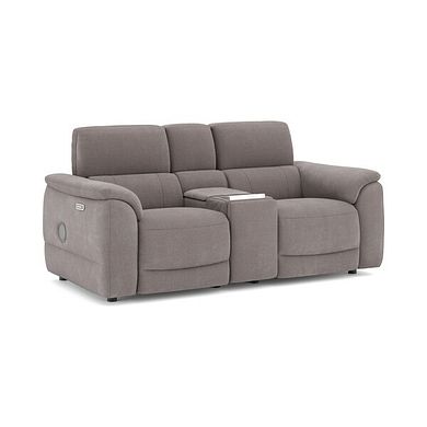 Phoenix 2 Seater Power Recliner Console Sofa with Smart Screen and Speakers in  Manhattan Nutmeg Fabric