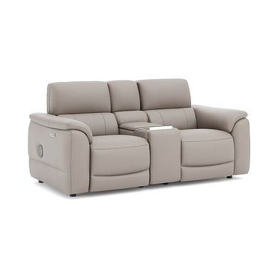 Phoenix 2 Seater Power Recliner Console Sofa with Smart Screen and Speakers in  Oyster Leather