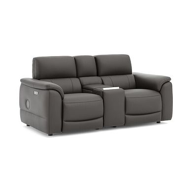 Phoenix 2 Seater Power Recliner Console Sofa with Smart Screen and Speakers in  Storm Leather