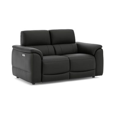 Phoenix 2 Seater Power Recliner Sofa with Adjustable Power Headrests in  Jet Black Leather
