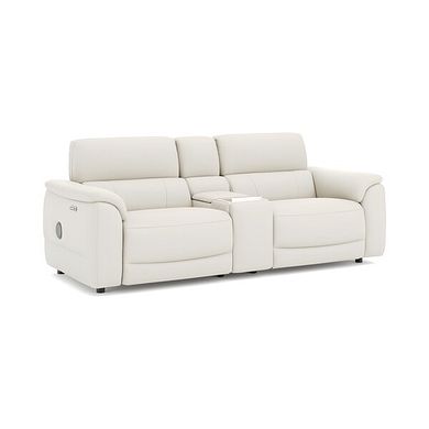 Phoenix 2.5 Seater Power Recliner Console Sofa with Smart Screen and Speakers in  Bone China Leather