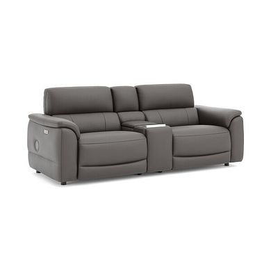 Phoenix 2.5 Seater Power Recliner Console Sofa with Smart Screen and Speakers in  Elephant Grey Leather