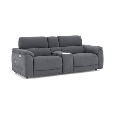 Phoenix 2.5 Seater Power Recliner Console Sofa with Smart Screen and Speakers in  Manhattan Charcoal Fabric