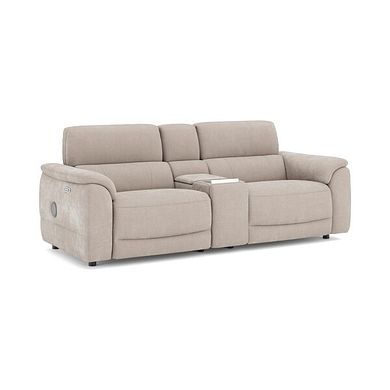 Phoenix 2.5 Seater Power Recliner Console Sofa with Smart Screen and Speakers in  Manhattan Cotton Fabric