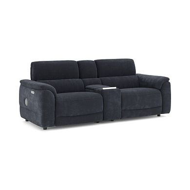 Phoenix 2.5 Seater Power Recliner Console Sofa with Smart Screen and Speakers in  Manhattan Indigo Fabric
