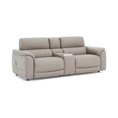 Phoenix 2.5 Seater Power Recliner Console Sofa with Smart Screen and Speakers in  Oyster Leather