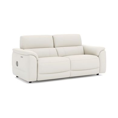 Phoenix 3 Seater Power Recliner Sofa with Adjustable Power Headrests and Speakers in  Bone China Leather