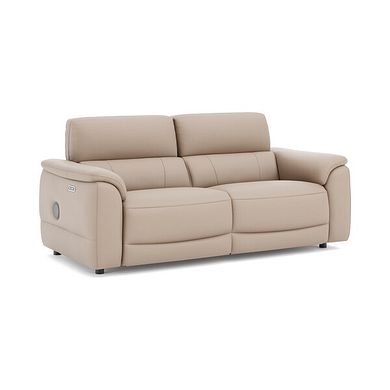 Phoenix 3 Seater Power Recliner Sofa with Adjustable Power Headrests and Speakers in  Mushroom Leather