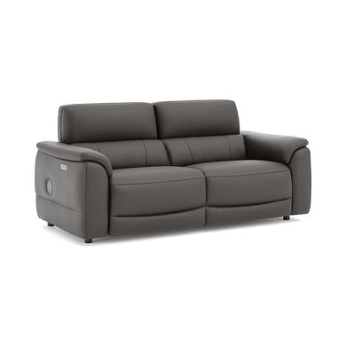 Phoenix 3 Seater Power Recliner Sofa with Adjustable Power Headrests and Speakers in  Storm Leather