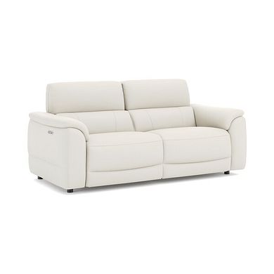 Phoenix 3 Seater Power Recliner Sofa with Adjustable Power Headrests in  Bone China Leather