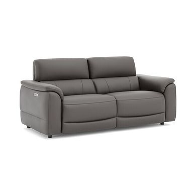 Phoenix 3 Seater Power Recliner Sofa with Adjustable Power Headrests in  Elephant Grey Leather