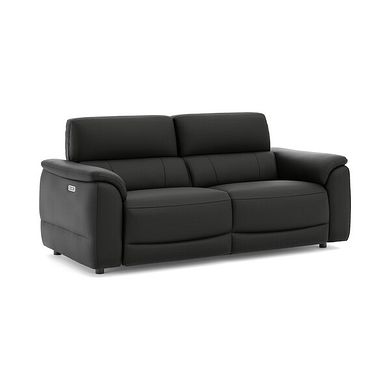 Phoenix 3 Seater Power Recliner Sofa with Adjustable Power Headrests in  Jet Black Leather