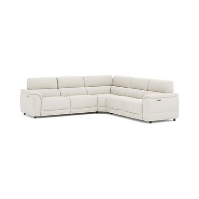 Phoenix Large Corner Electric Recliner Sofa in  Bone China Leather
