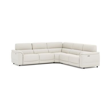 Phoenix Large Corner Electric Recliner Sofa with Adjustable Power Headrests in  Bone China Leather