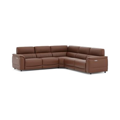 Phoenix Large Corner Electric Recliner Sofa with Adjustable Power Headrests in  Cognac Leather